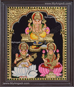 Ganesha Lakshmi Saraswathi Tanjore Painting