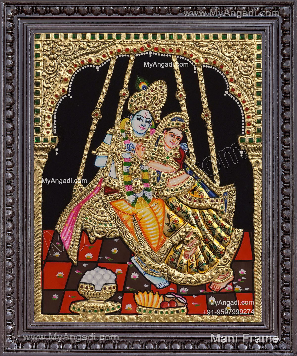 Swing Radha Krishna Tanjore Painting