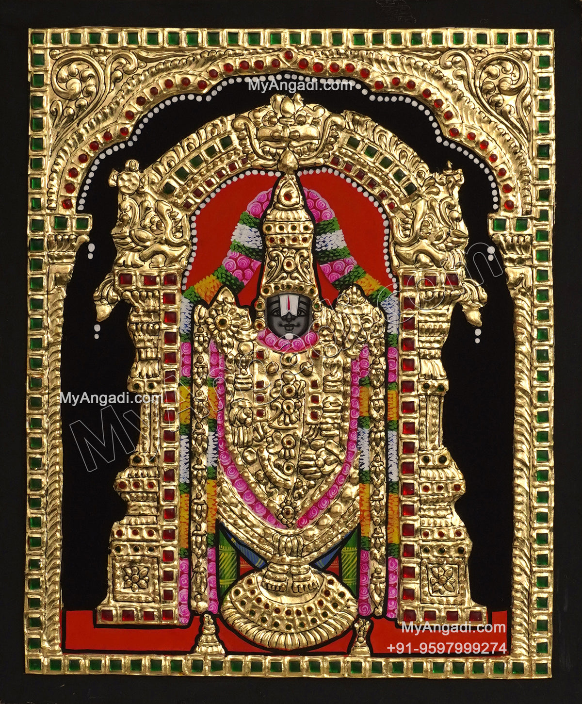 5 Set Ganesha Murugan Balaji Lakshmi Saraswathi Tanjore painting