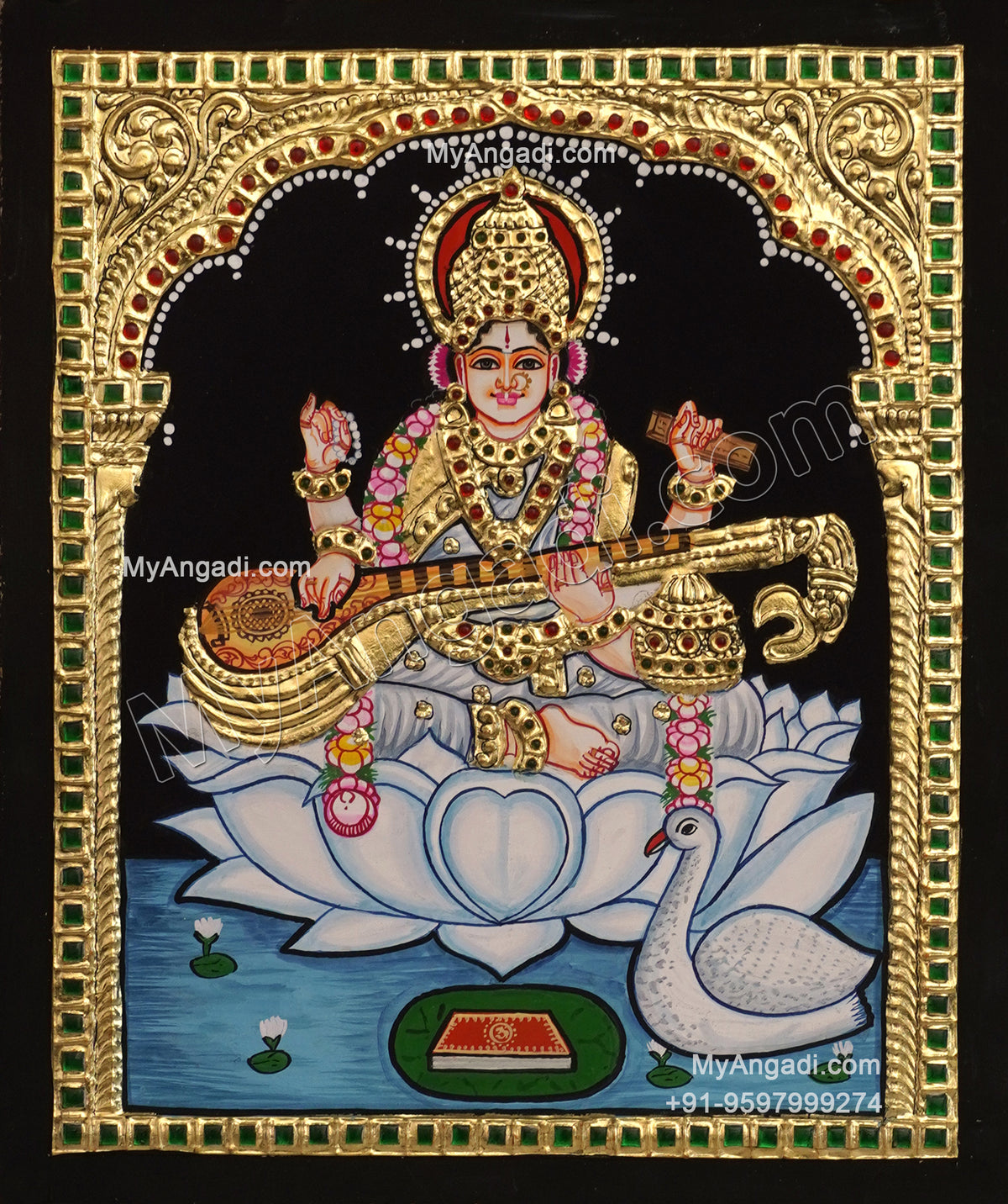 5 Set Ganesha Murugan Balaji Lakshmi Saraswathi Tanjore painting