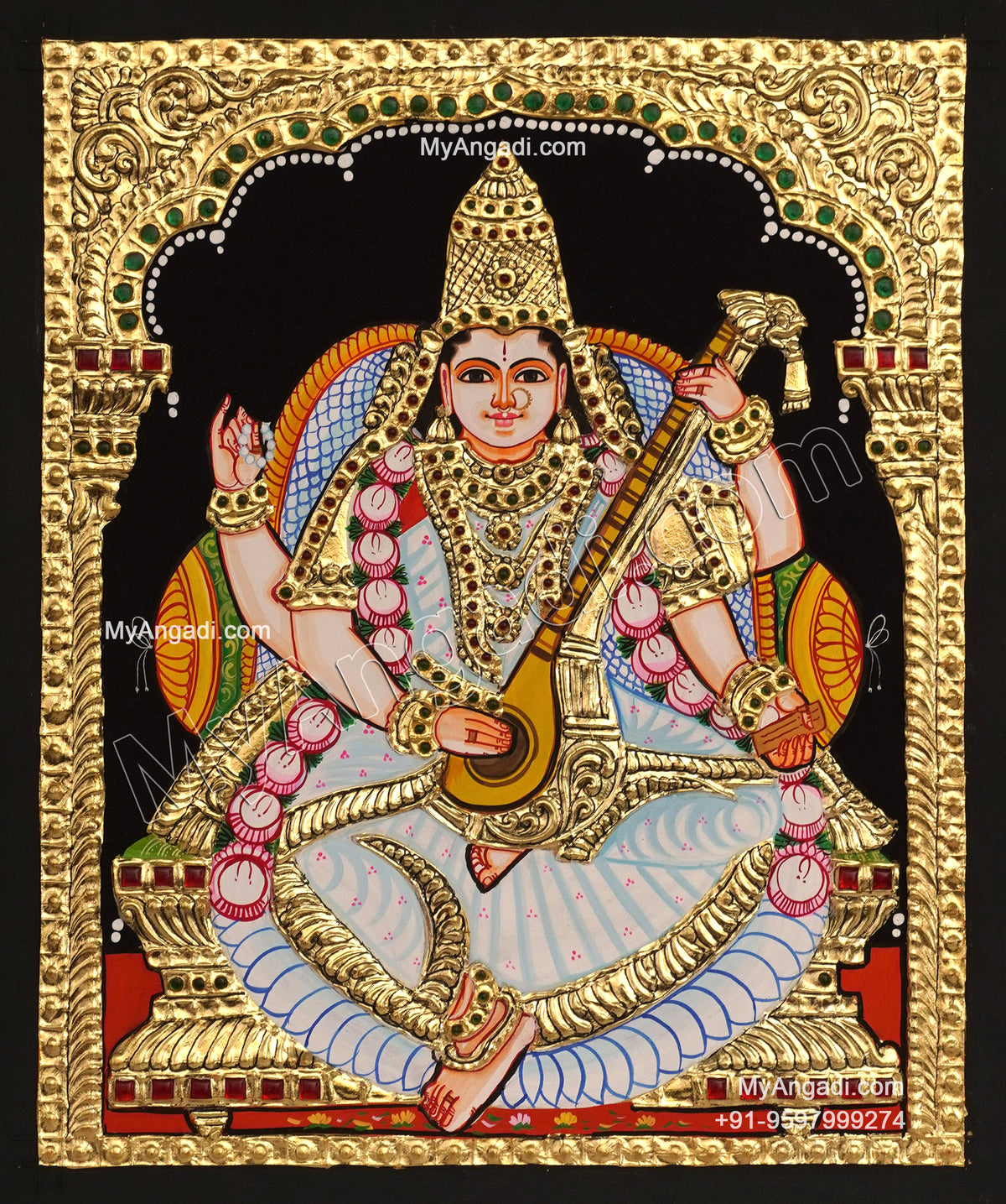5 Set Ganesha Murugan Balaji Lakshmi Saraswathi Tanjore painting