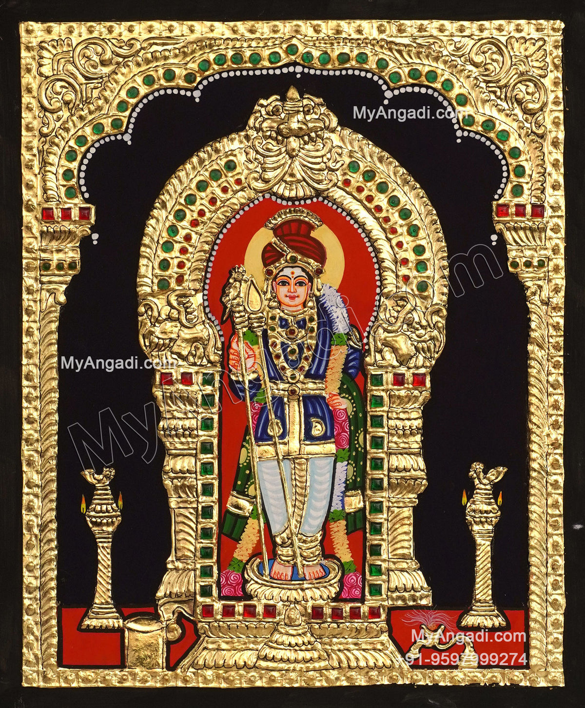 5 Set Ganesha Murugan Balaji Lakshmi Saraswathi Tanjore painting