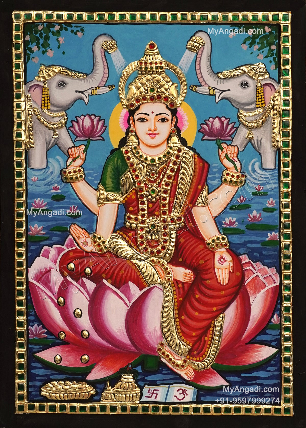 Gajalakshmi Tanjore Painting