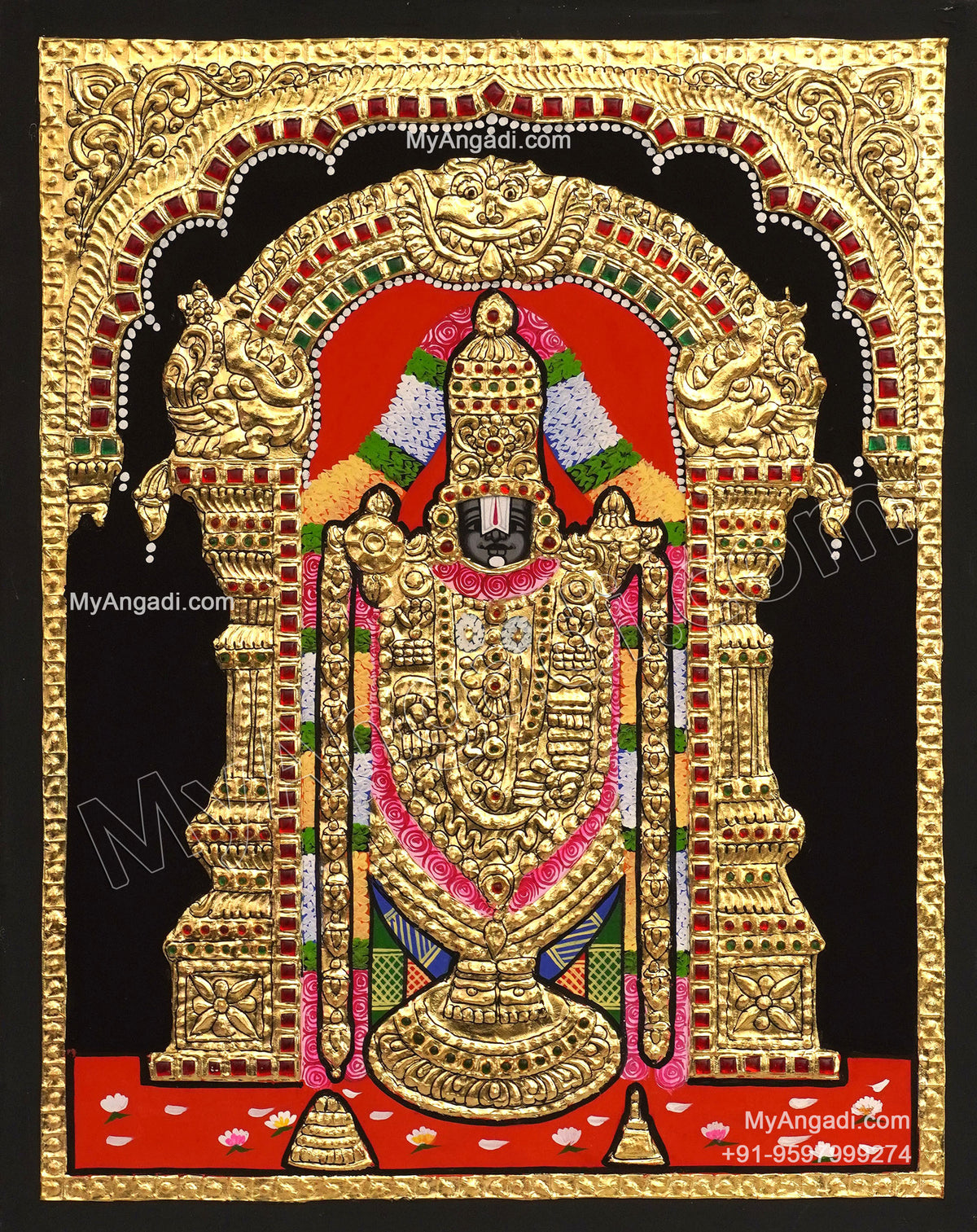 5 Set Ganesha Murugan Balaji Lakshmi Saraswathi Tanjore painting