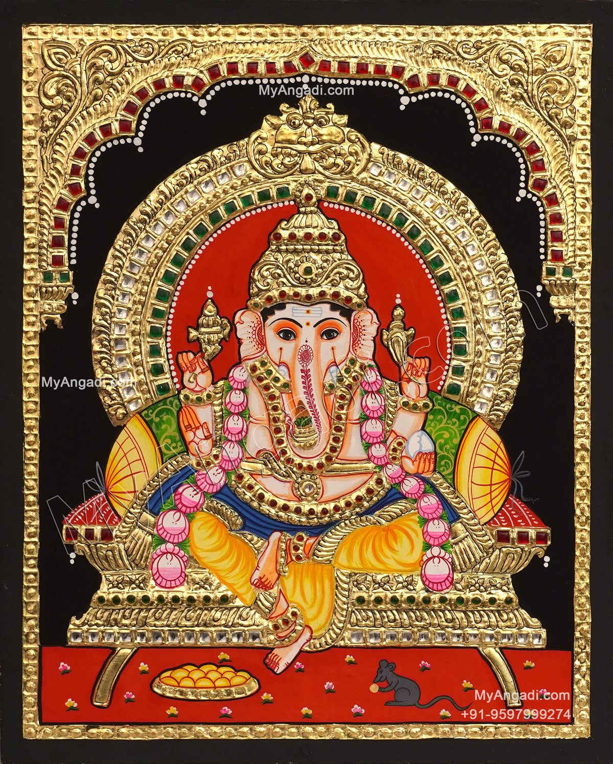 5 Set Ganesha Murugan Balaji Lakshmi Saraswathi Tanjore painting