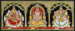 3 PanelLakshmi Ganesha Saraswathi Tanjore Painting