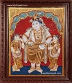 Antique Krishna Bama Rukmani Tanjore Painting, Krishnar Bama Rukmani Tanjore Painting