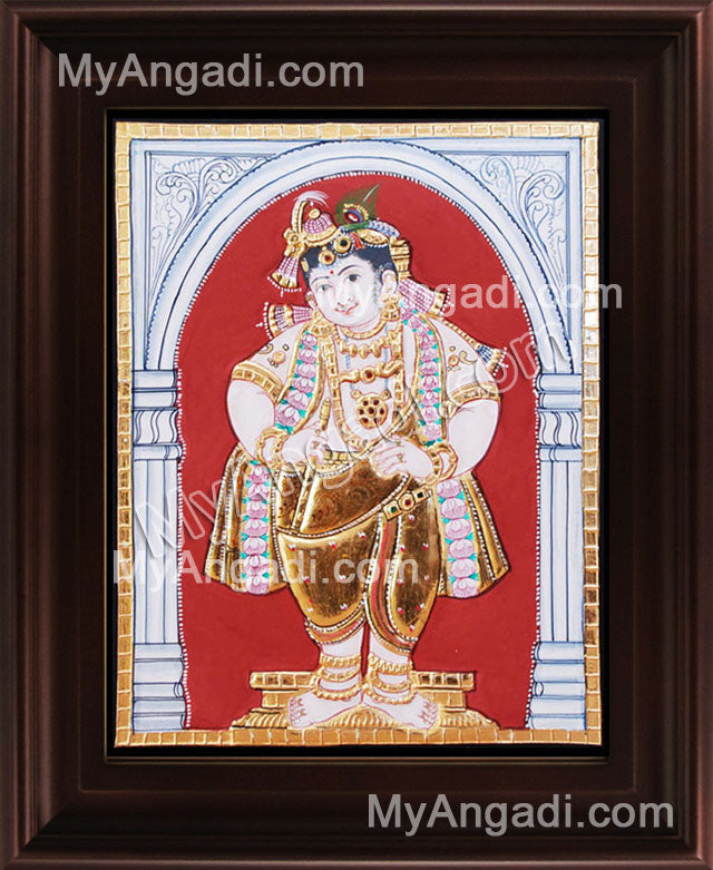 Antique Mappillai Krishna Tanjore Painting, Krishna Tanjore Painting