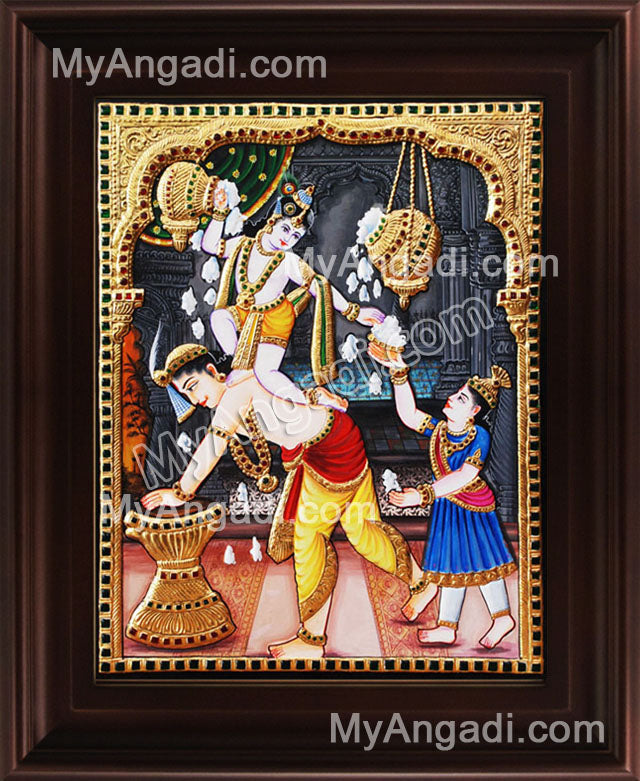 Butter Krishna Tanjore Painting, Baby Krishna Tanjore Painting