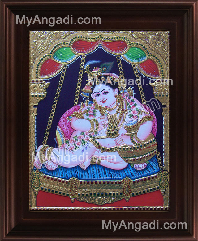 Butter Krishna Tanjore Painting, Baby Krishna Tanjore Painting