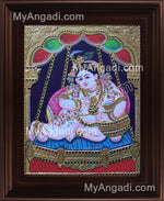 Butter Krishna Tanjore Painting, Baby Krishna Tanjore Painting