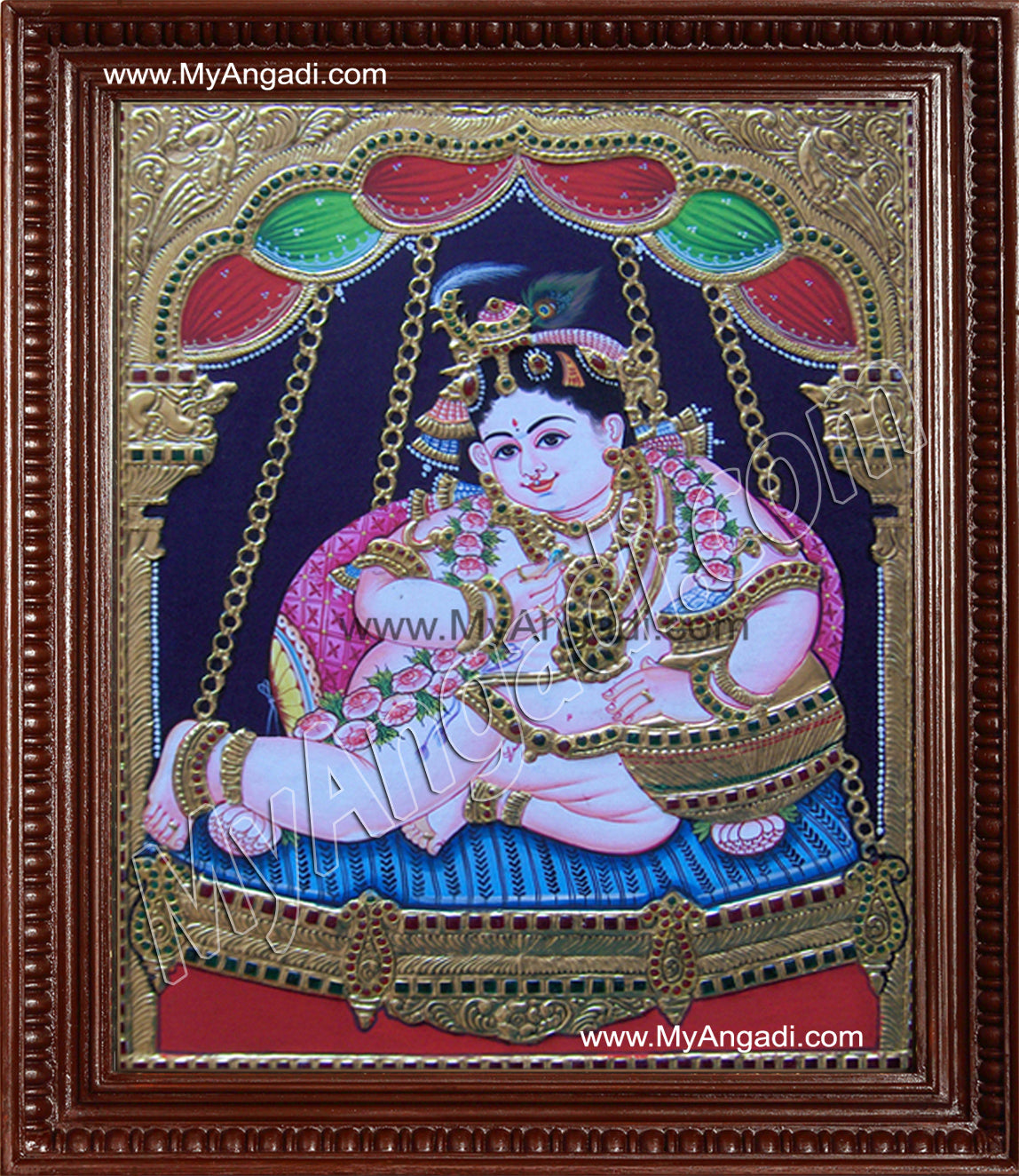 Butter Krishna Tanjore Painting, Baby Krishna Tanjore Painting