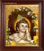 Child Krishna Tanjore Painting, Baby Krishna Tanjore Painting