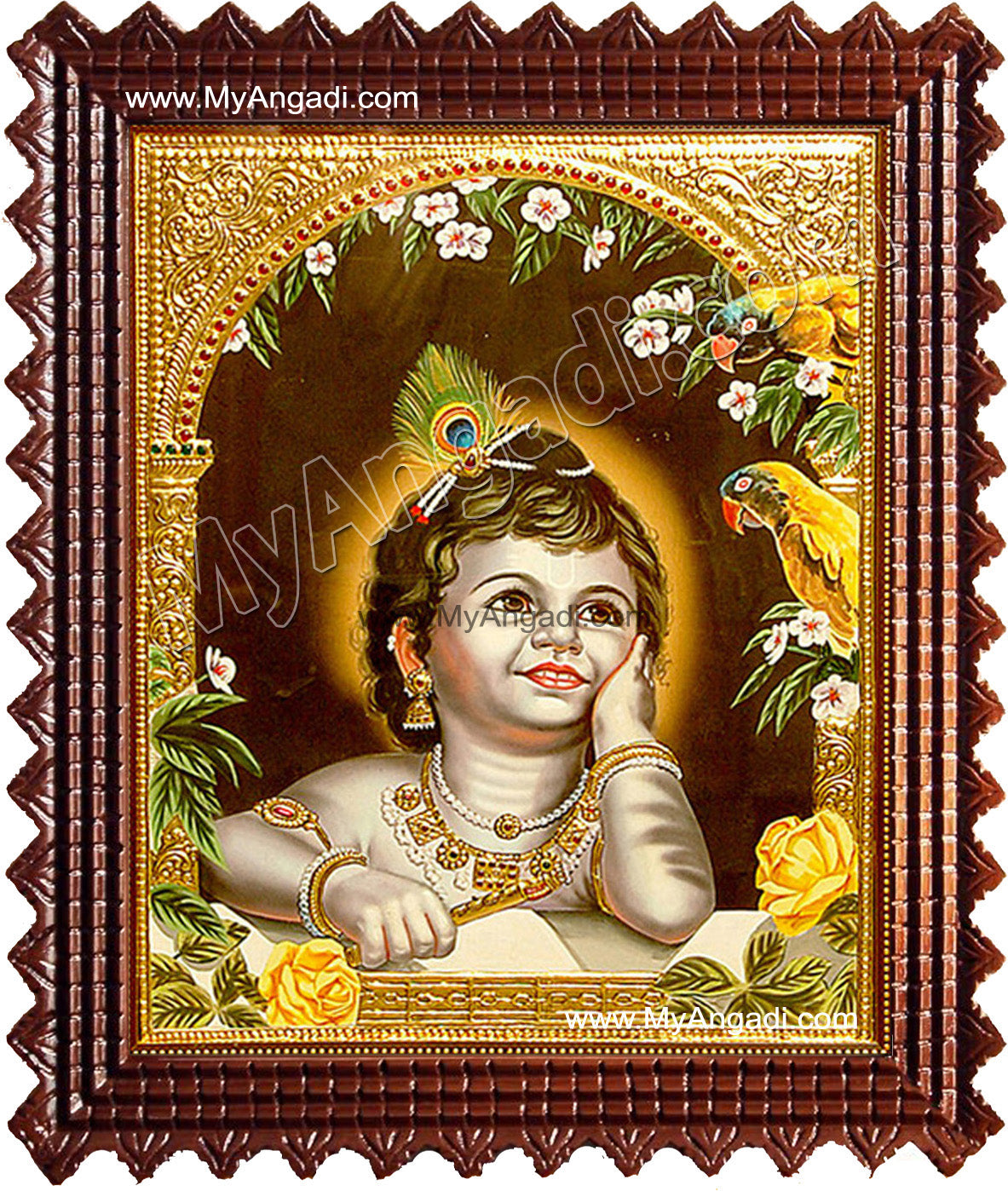 Child Krishna Tanjore Painting, Baby Krishna Tanjore Painting