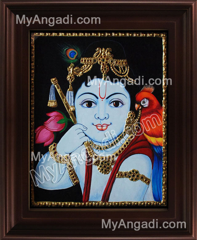 Face Krishna Tanjore Painting, Krishna Tanjore Painting