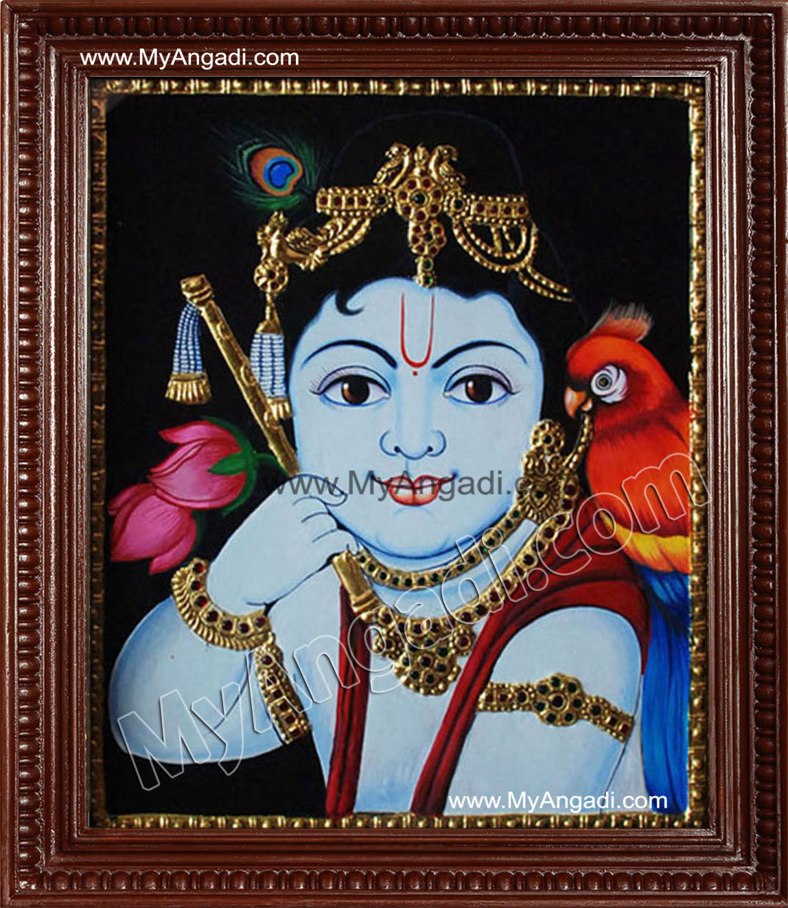 Face Krishna Tanjore Painting, Krishna Tanjore Painting