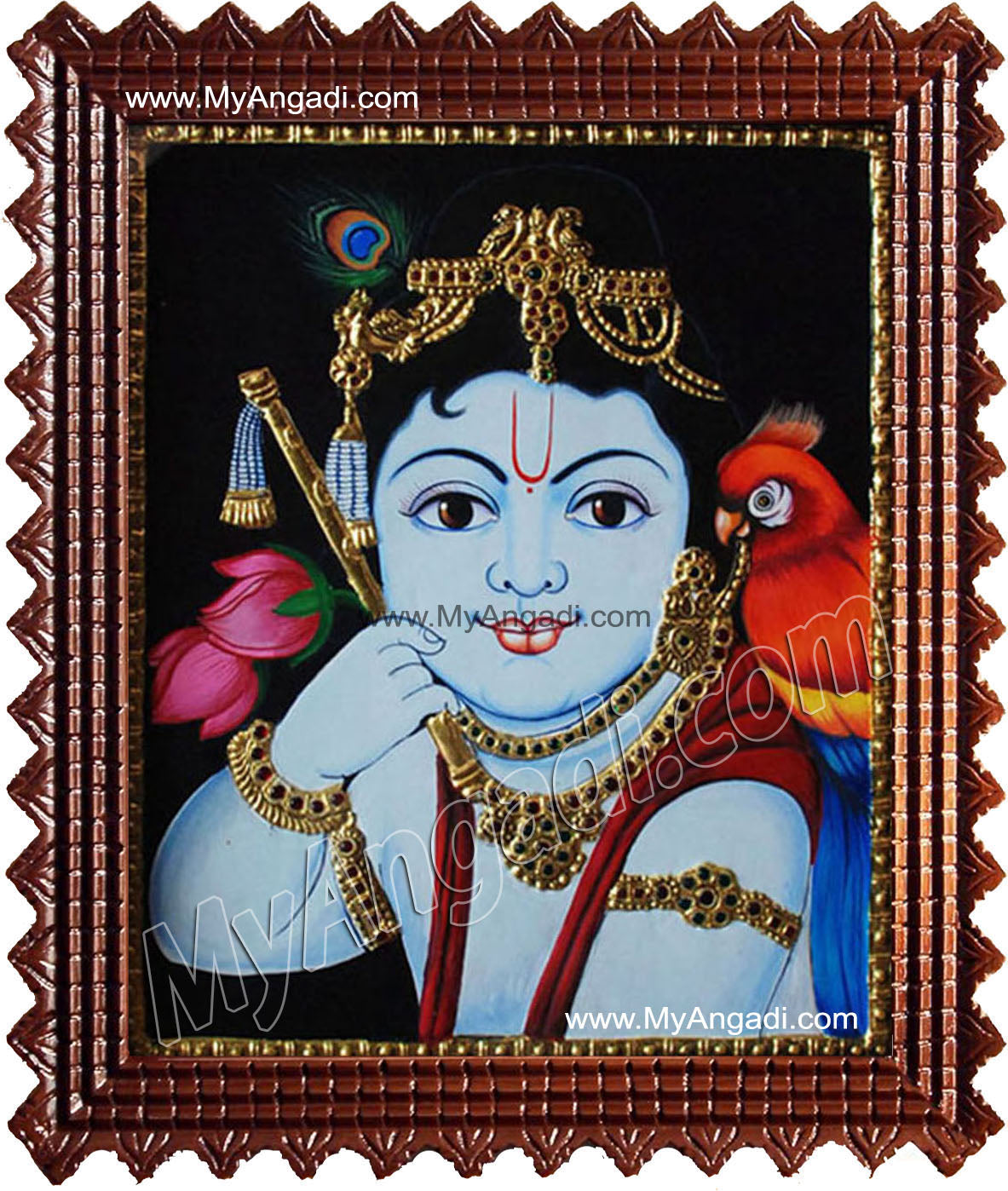 Face Krishna Tanjore Painting, Krishna Tanjore Painting