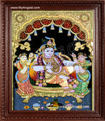 Krishna Bama Rukmani Tanjore Painting, Krishna Tanjore Painting
