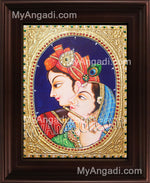 Oval Radha Krishna Tanjore Painting, Krishna Tanjore Painting