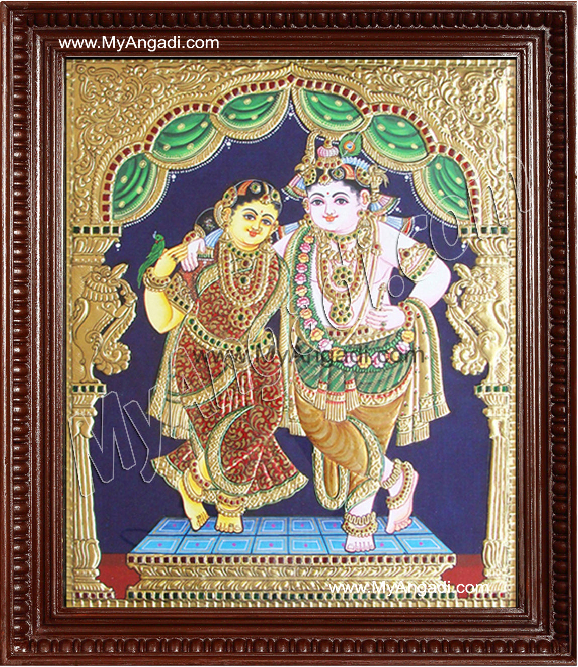 Rukmani Krishna Tanjore Painting, Krishna Tanjore Painting
