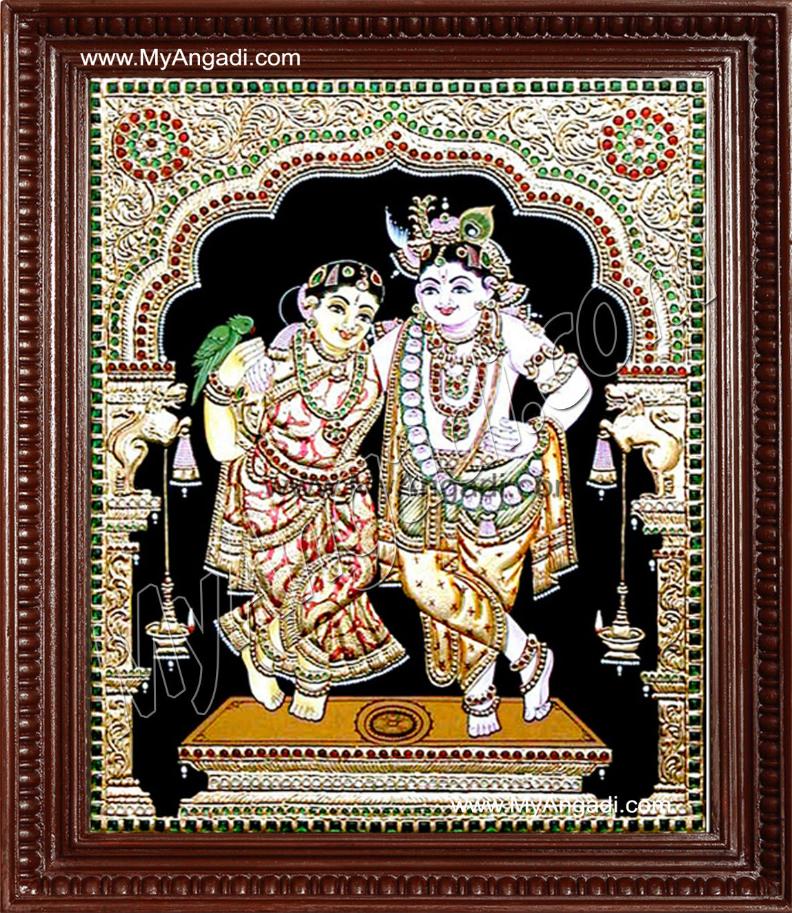 Rukmani Krishna Tanjore Painting, Krishna Tanjore Painting
