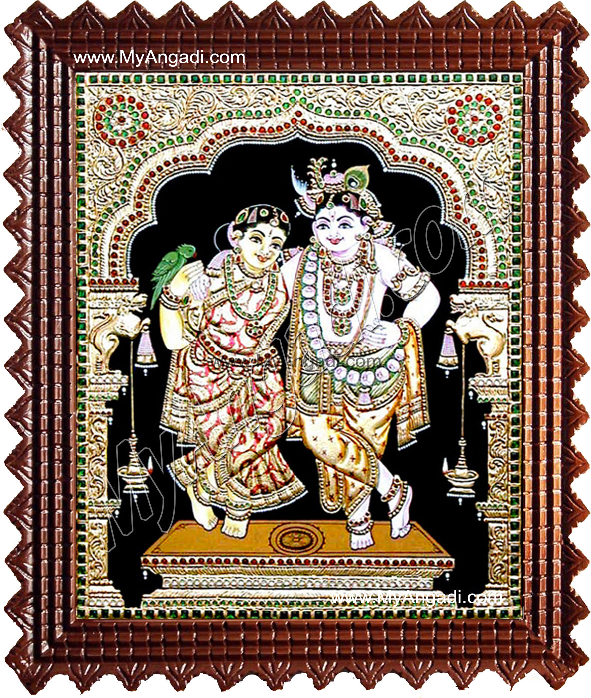 Rukmani Krishna Tanjore Painting, Krishna Tanjore Painting