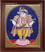 Oval Vitoba Krishna Tanjore Painting, Krishna Tanjore Painting