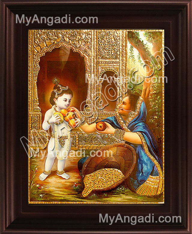 Palace Krishna Fruit Tanjore Painting, Krishna Tanjore Painting