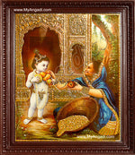 Palace Krishna Fruit Tanjore Painting, Krishna Tanjore Painting
