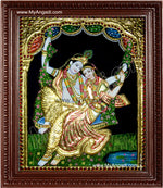 Swinging Radha Krishna Tanjore Painting, Krishna Tanjore Painting