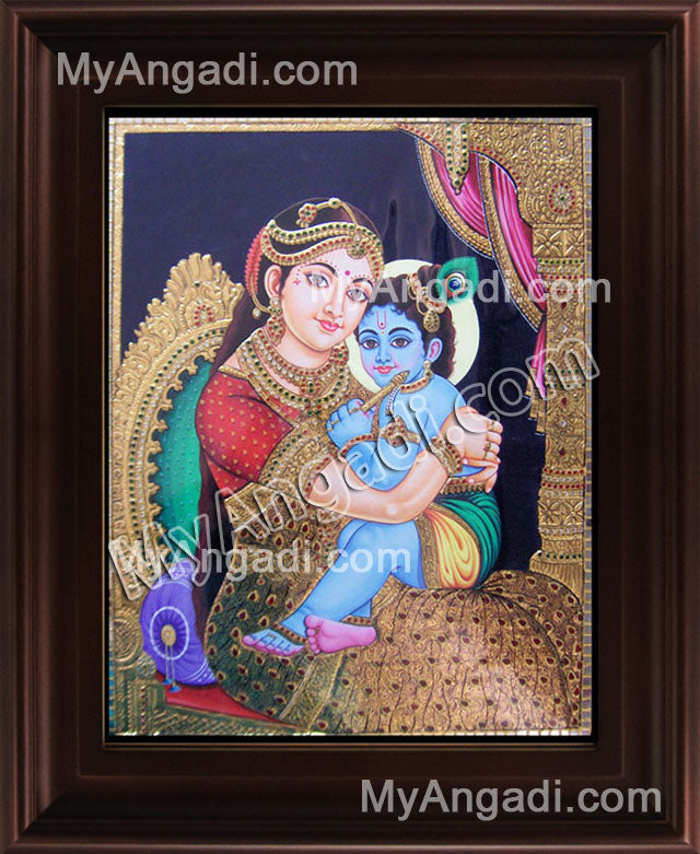 Yasodha Krishna Tanjore Painting, Krishna Tanjore Painting