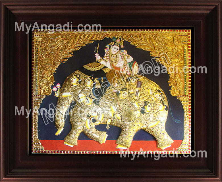 Iyravatham Tanjore Painting, Elephant Tanjore Painting