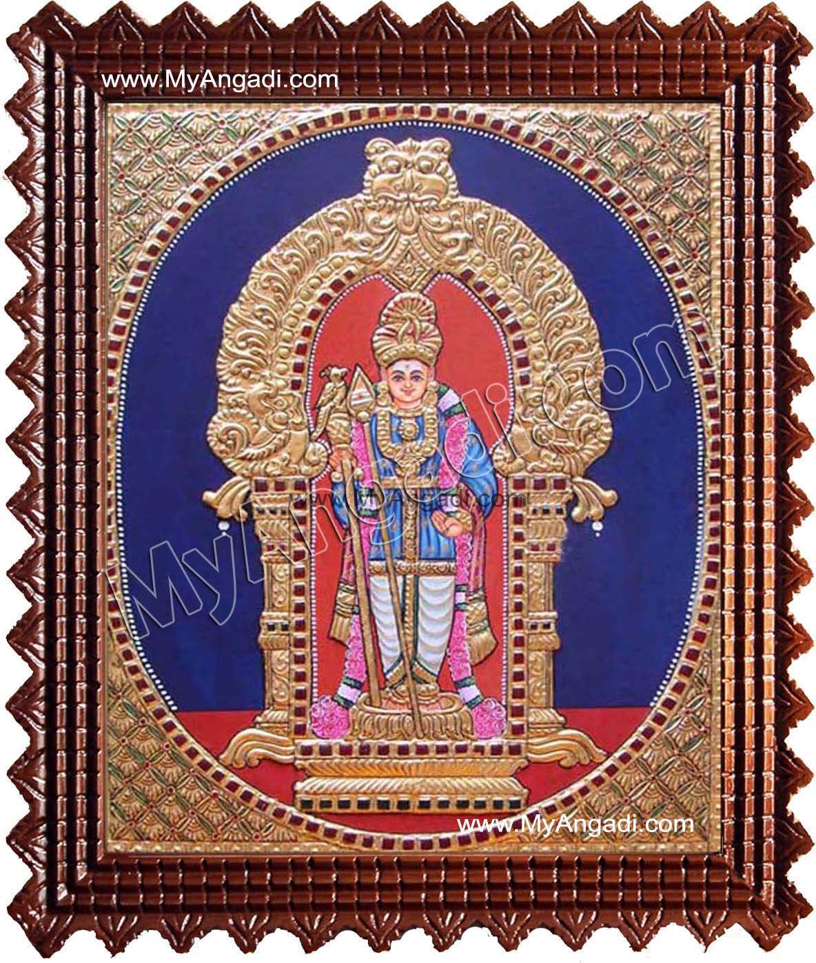 Oval Murugan Tanjore Painting, Murugar Tanjore Painting