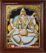 Saraswathi Tanjore Painting, Traditional Saraswathi Tanjore Painting