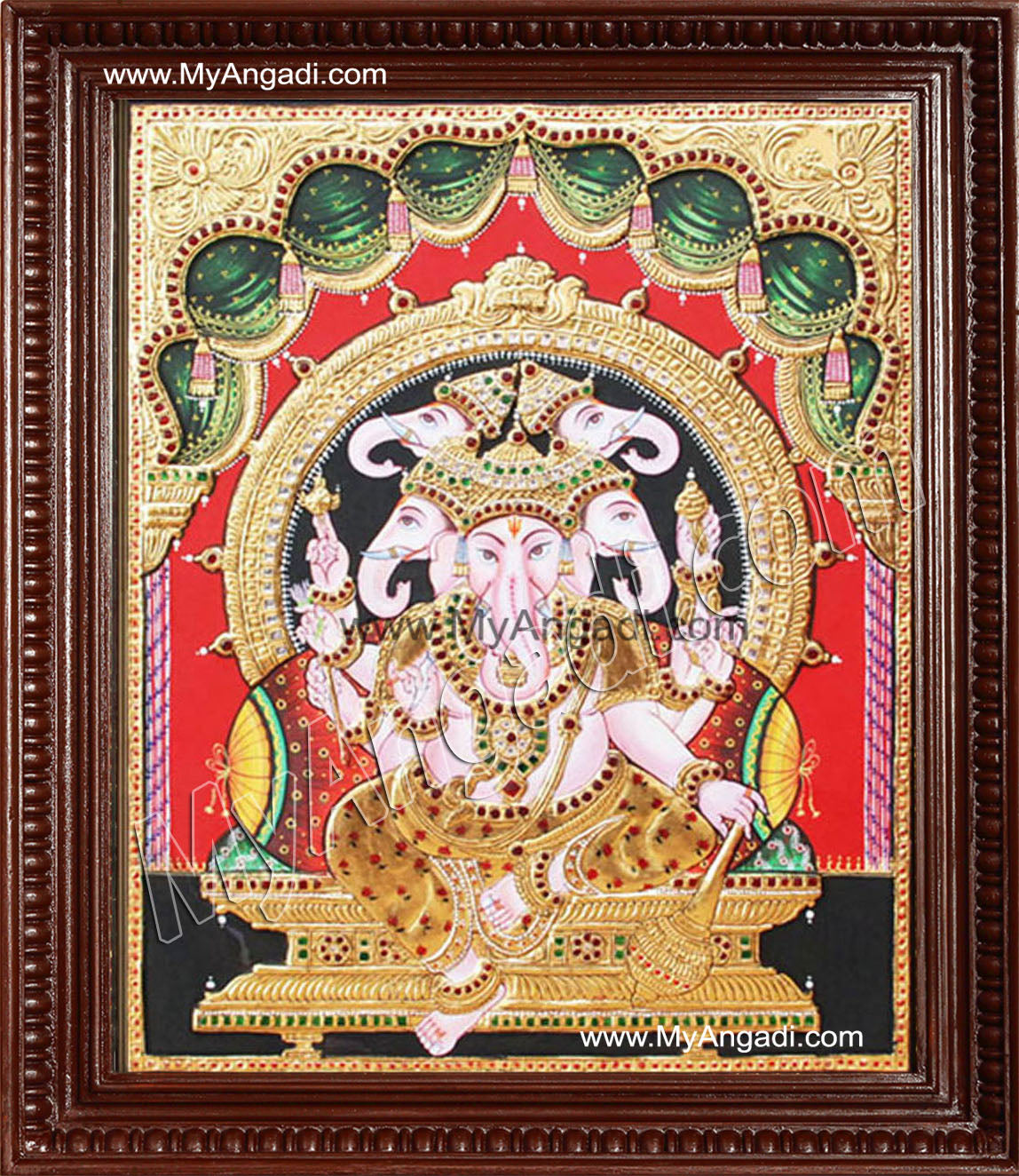 Panchamuga Ganesha Tanjore Painting, Ganesha Tanjore Painting