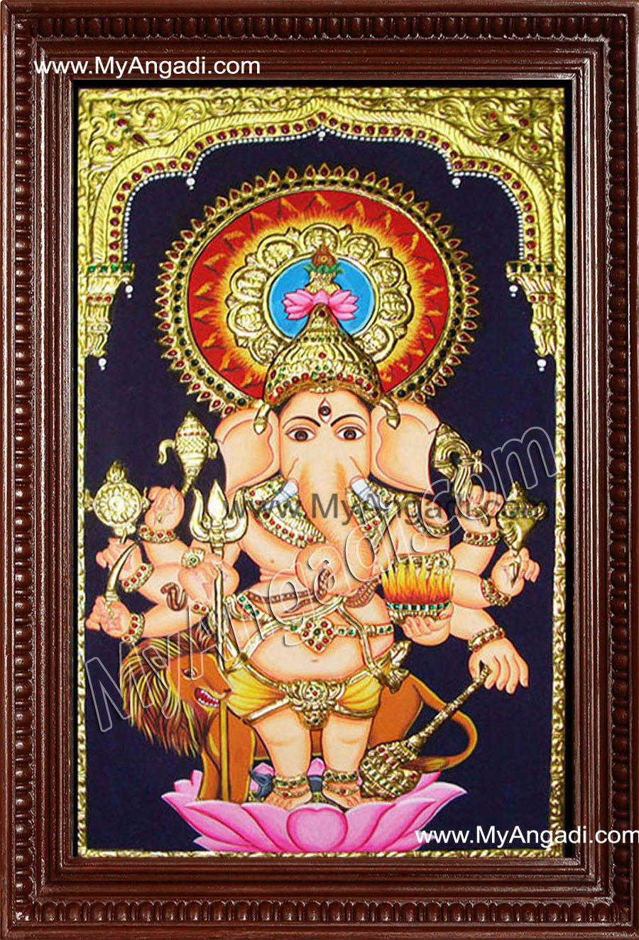 Kan Drishti Ganesha Tanjore Painting, Ganesha Tanjore Painting