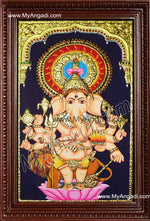 Kan Drishti Ganesha Tanjore Painting, Ganesha Tanjore Painting