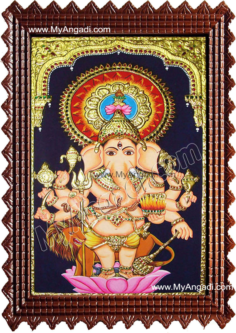 Kan Drishti Ganesha Tanjore Painting, Ganesha Tanjore Painting