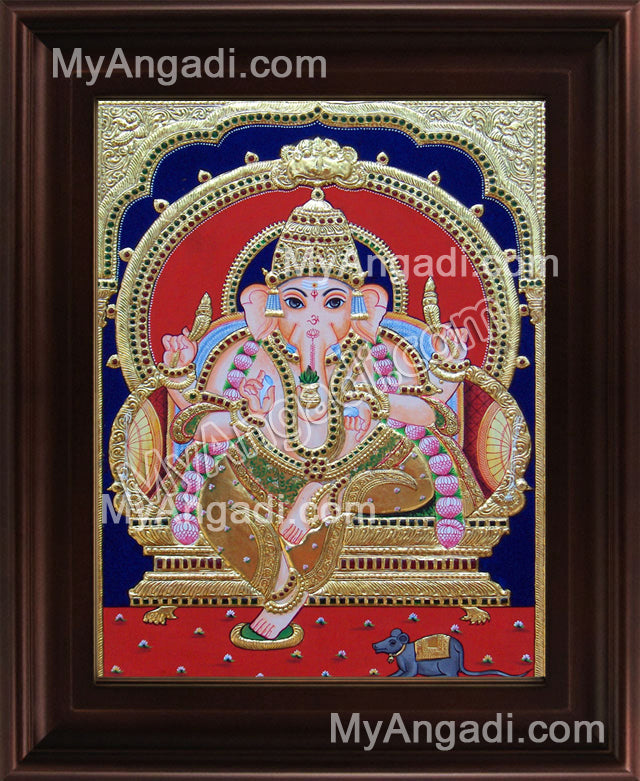 Mantap Ganesha Tanjore Painting, Ganesha Tanjore Painting