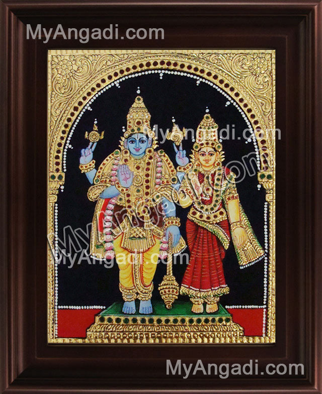 Vishnu Lakshmi Tanjore Painting, Vishnu Lakshmi Tanjore Painting