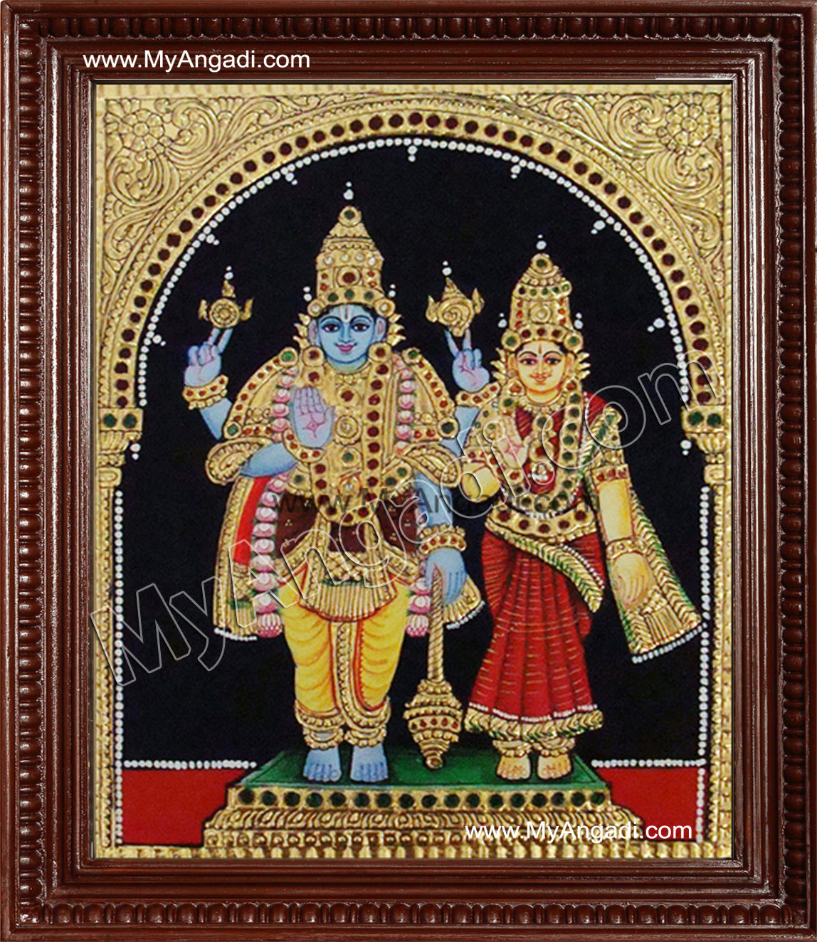 Vishnu Lakshmi Tanjore Painting, Vishnu Lakshmi Tanjore Painting