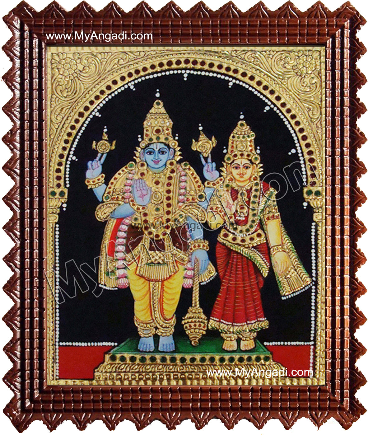 Vishnu Lakshmi Tanjore Painting, Vishnu Lakshmi Tanjore Painting