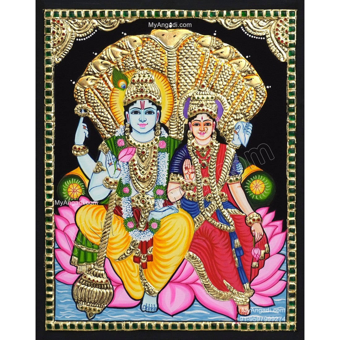 Vishnu Lakshmi Tanjore Paintings